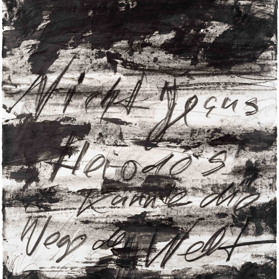 Udo Rathke, Krieg der Viren, Herodes kannte die Wege, 2021, Graphit auf Bütten, 78x53 cm